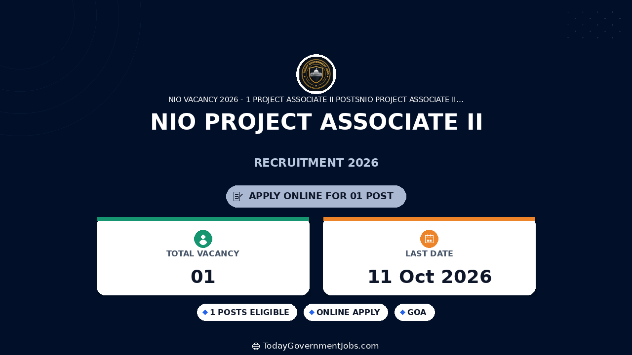 NIO Project Associate II Recruitment 2026
