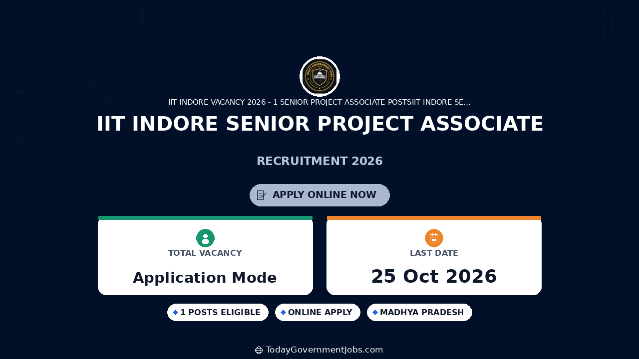 IIT Indore Senior Project Associate Recruitment 2026