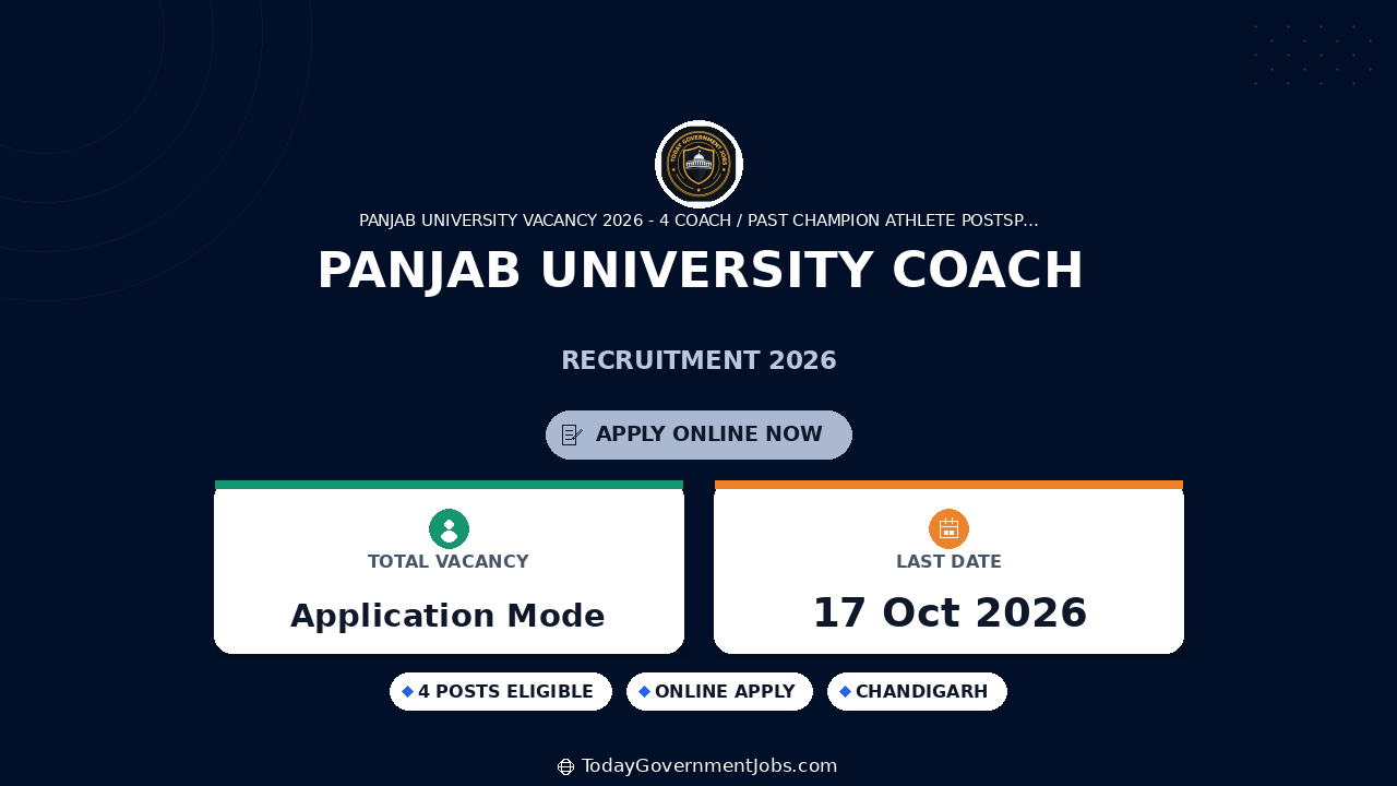 Panjab University Coach Recruitment 2026