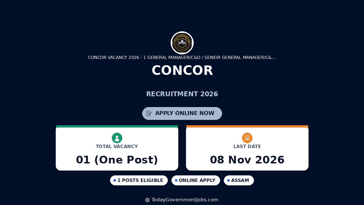 CONCOR Recruitment 2026: GM/Sr. GM Posts