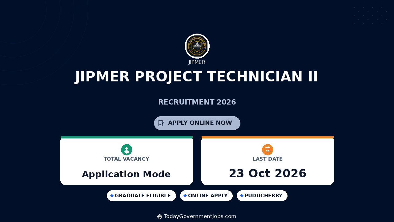 JIPMER Project Technician II Recruitment 2026