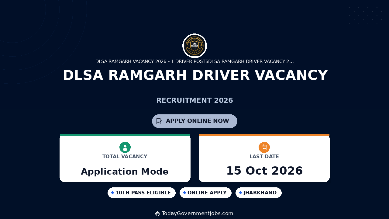 DLSA Ramgarh Driver Vacancy 2026: Apply Offline