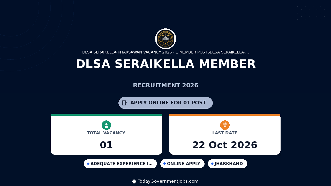 DLSA Seraikella Member Recruitment 2026: Apply Offline