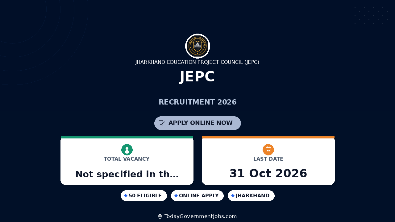 JEPC Recruitment 2026: Apply for 106 Posts
