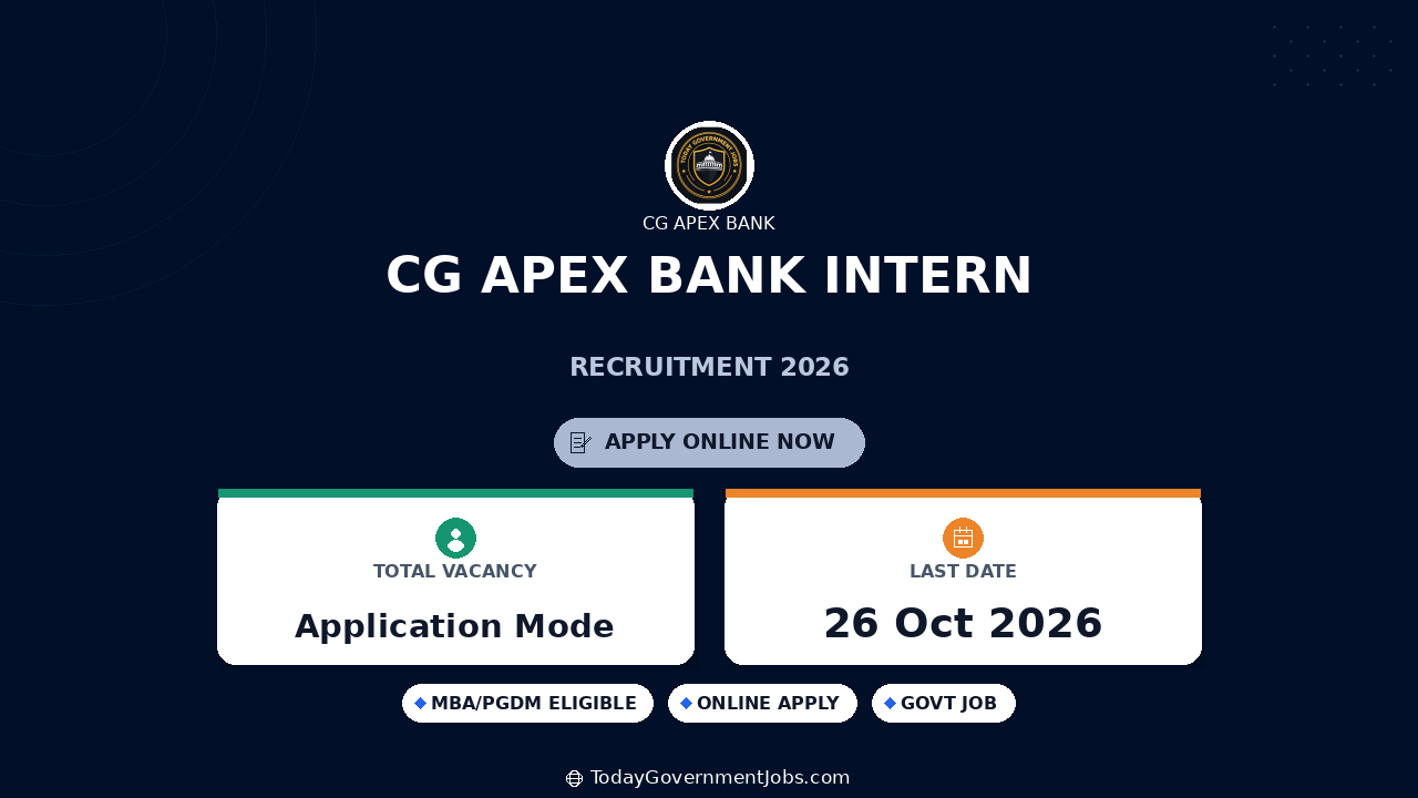 CG Apex Bank Intern Recruitment 2026: Apply Offline