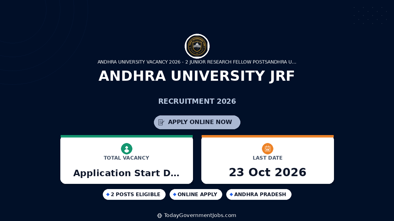 Andhra University JRF Recruitment 2026: Apply by Oct