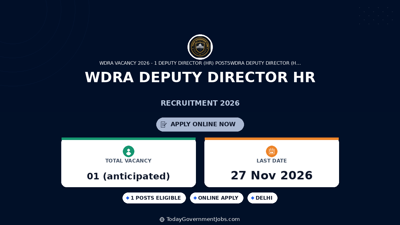 WDRA Deputy Director HR Recruitment 2026: Apply Offline