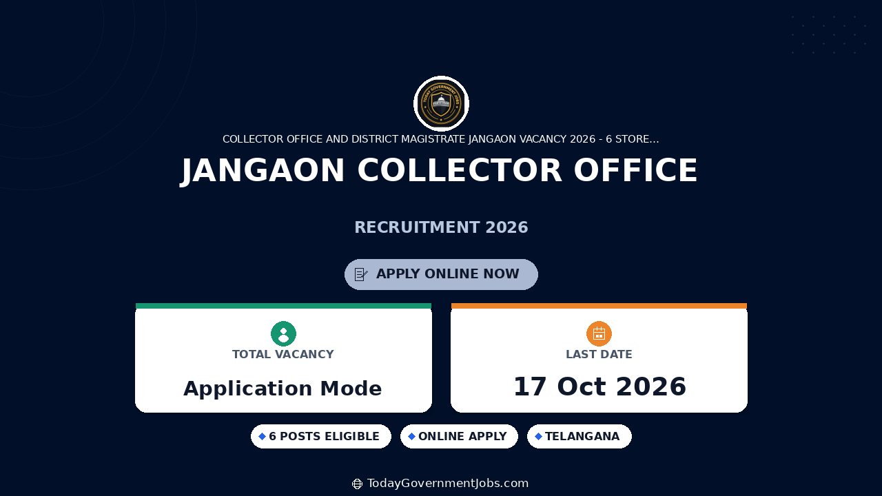 Jangaon Collector Office Recruitment 2026: Apply Offline