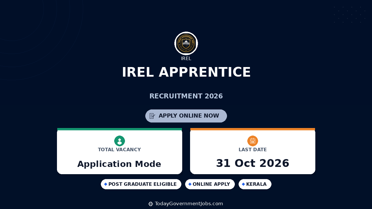 IREL Apprentice Recruitment 2026: 12 Posts, Apply Offline
