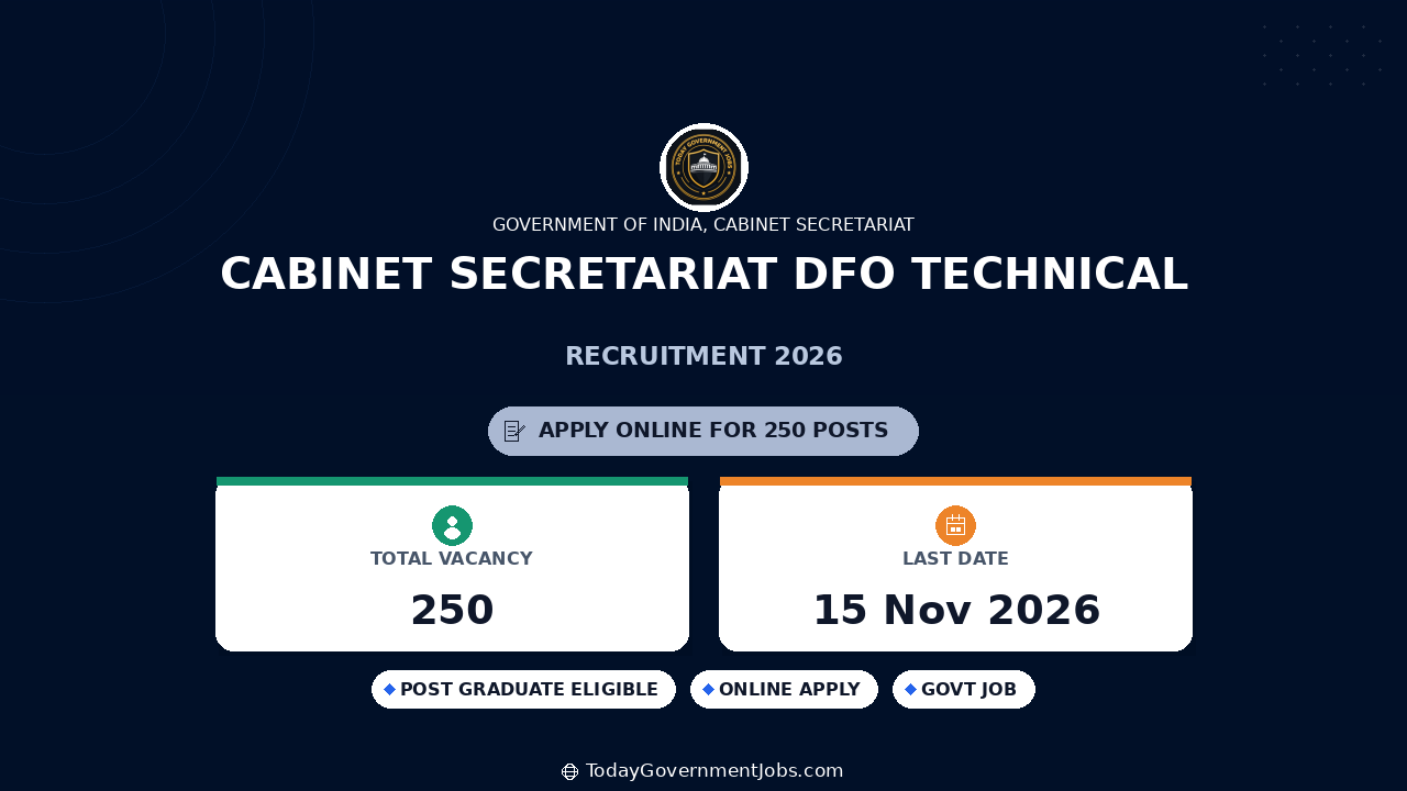 Cabinet Secretariat DFO Technical Recruitment 2026