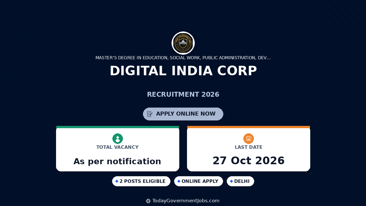 Digital India Corp Recruitment 2026: Apply for DBA, Head Posts