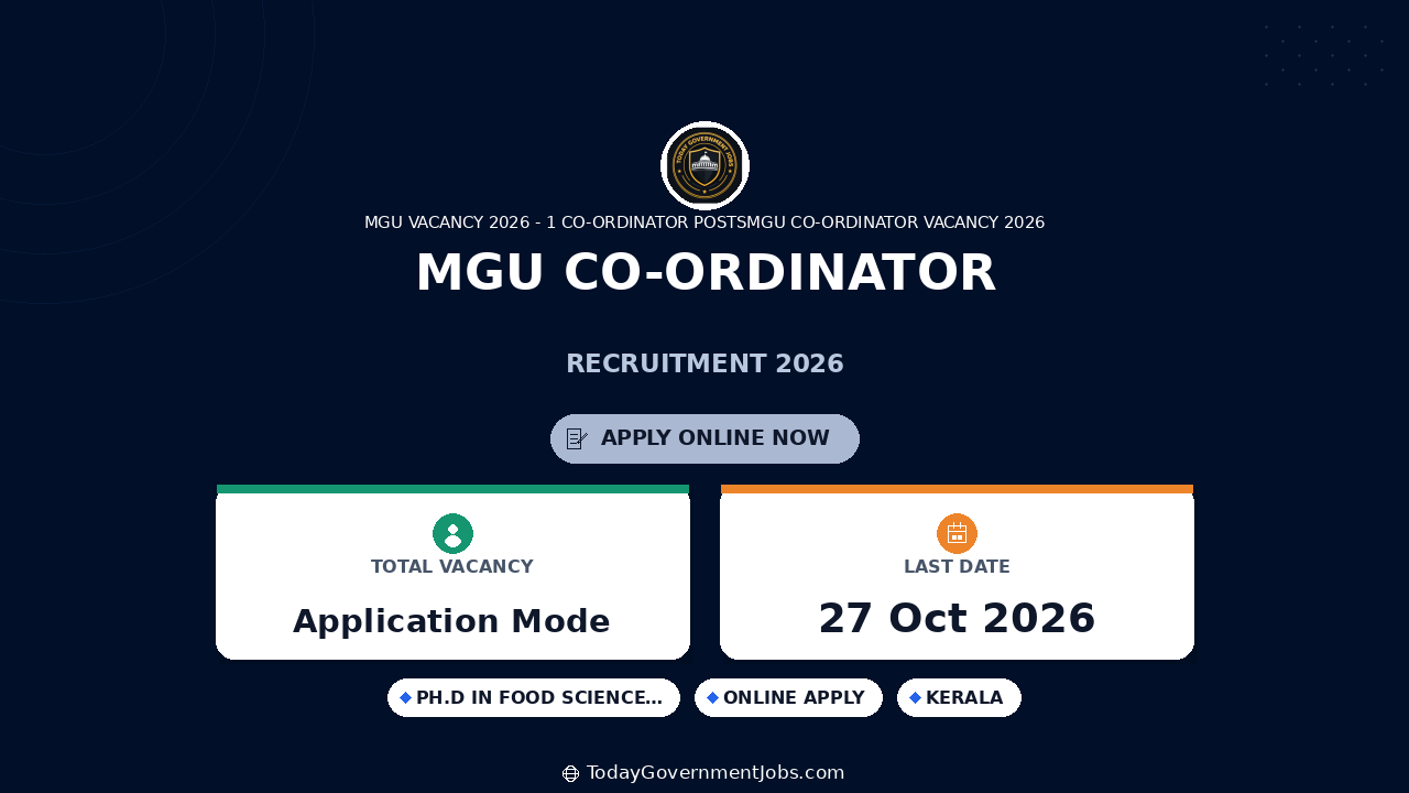 MGU Co-Ordinator Recruitment 2026: Apply Offline
