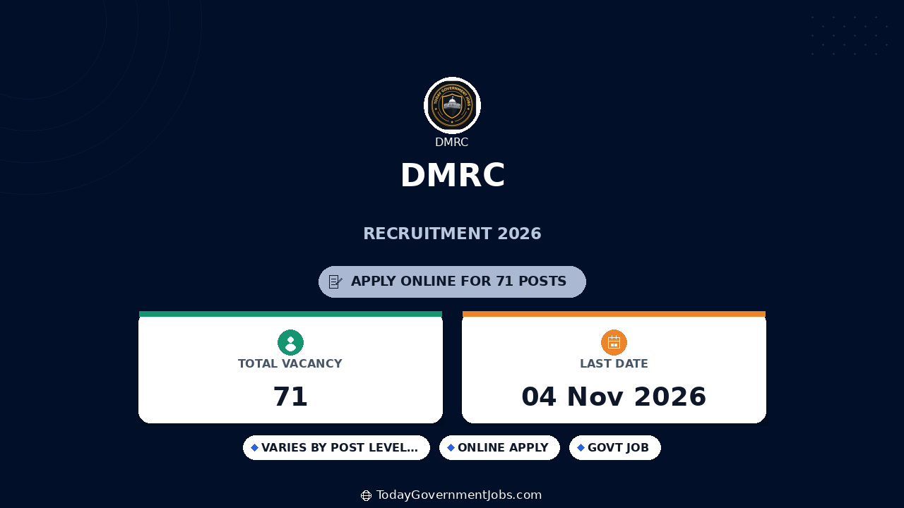 DMRC Recruitment 2026: Apply for Executive & Non-Executive Posts