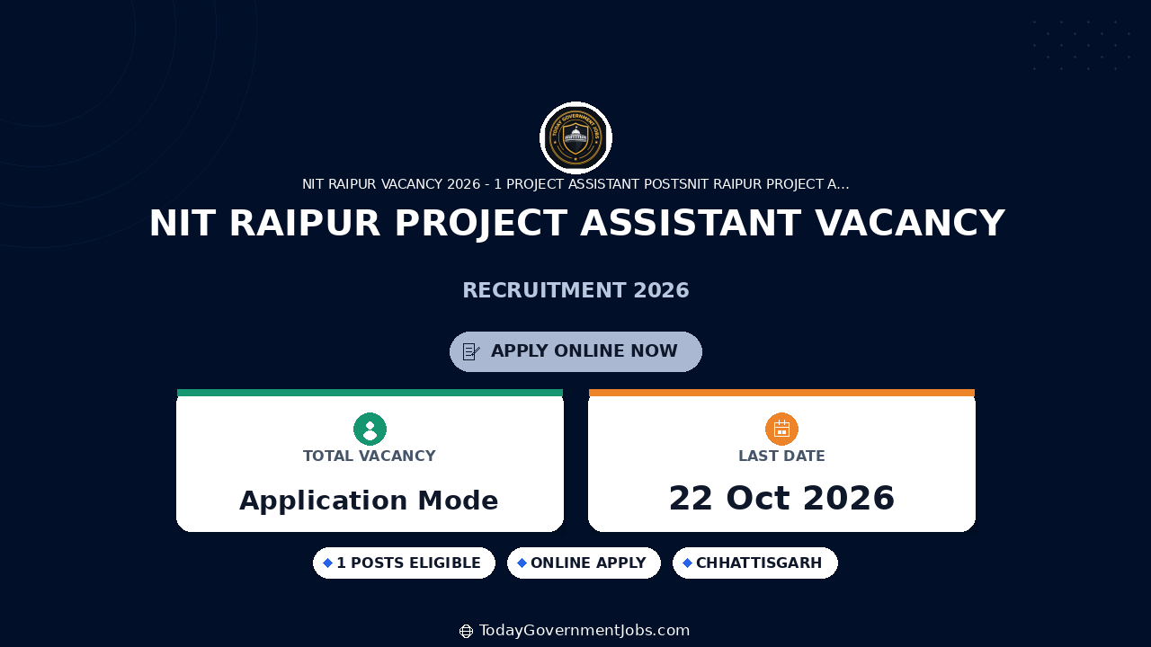 NIT Raipur Project Assistant Vacancy 2026