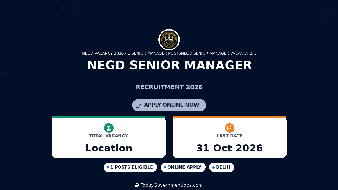 NeGD Senior Manager Recruitment 2026: Apply Online