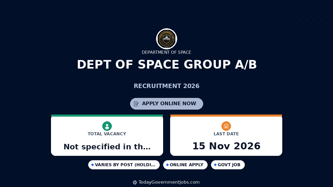 Dept of Space Group A/B Recruitment 2026