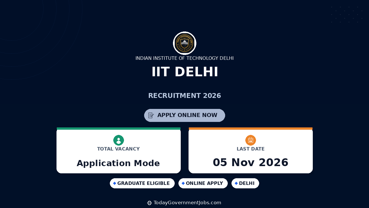 IIT Delhi Recruitment 2026: Walk-in for 3 Posts
