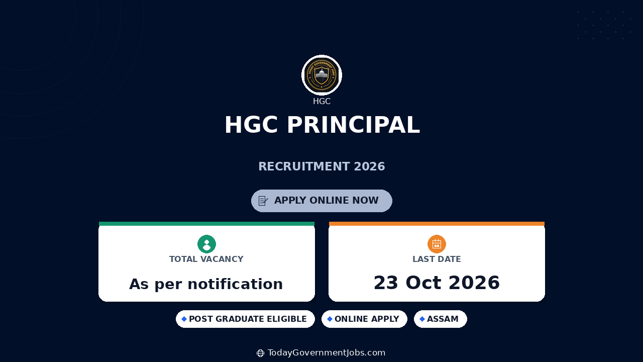 HGC Principal Recruitment 2026: Apply Offline