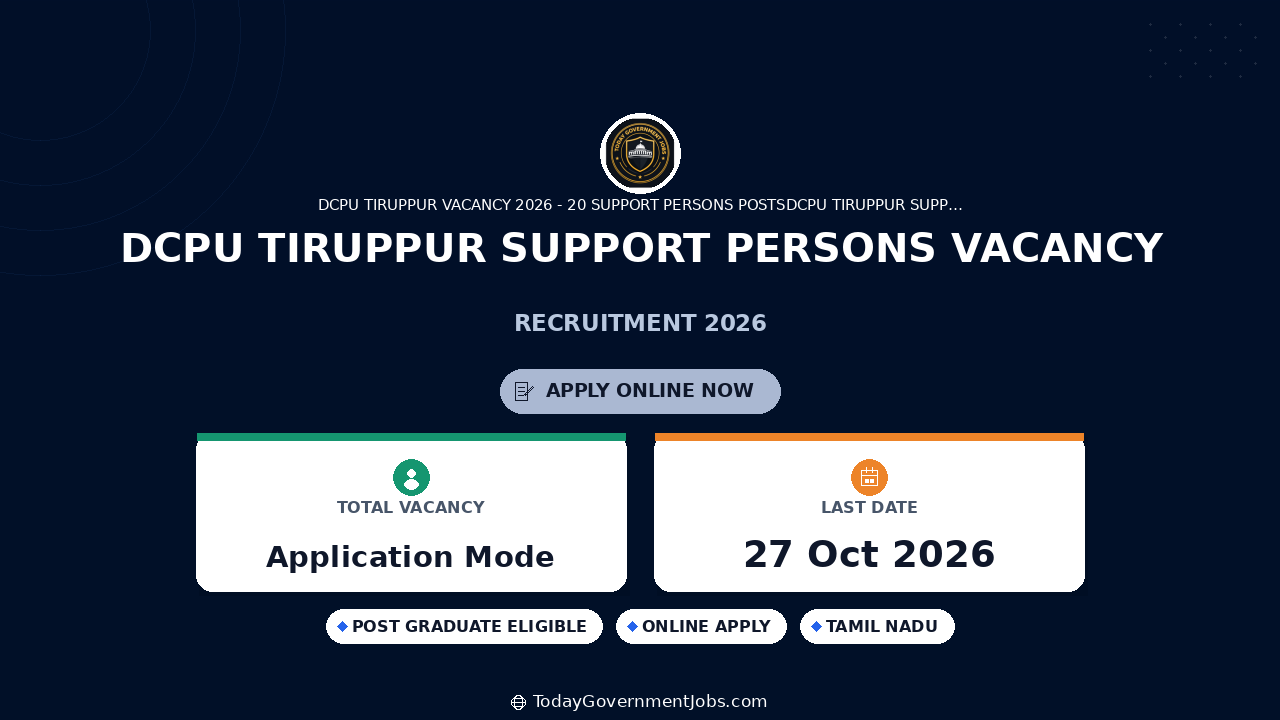 DCPU Tiruppur Support Persons Vacancy 2026